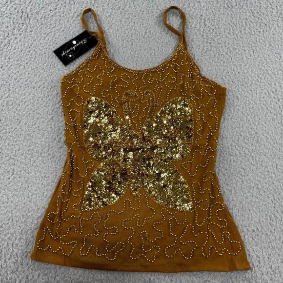 American Vintage Tops - American-vintage Women's Gold and Brown Vest